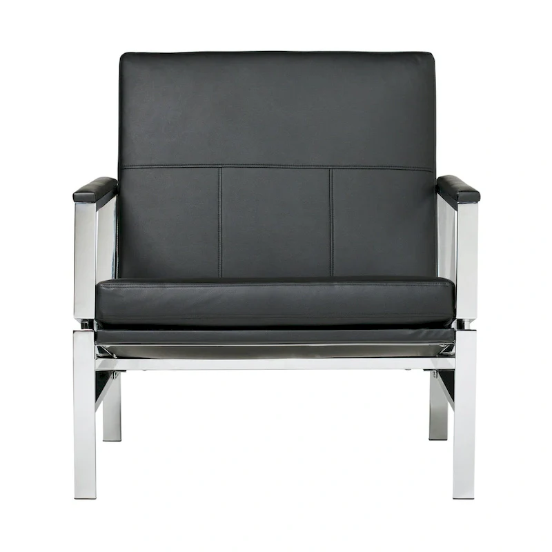 Strick & Bolton Regina Metal and Bonded Leather Mid Century Accent Chair