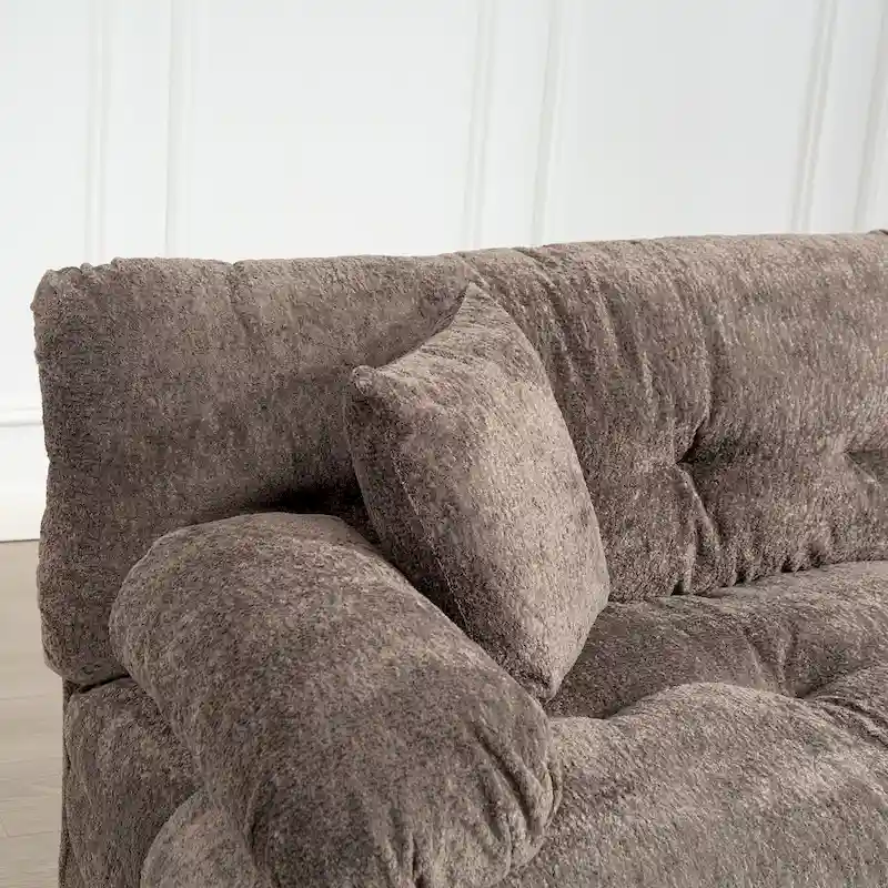 120.87 Chenille L-Shaped Sleeper Sectional Sofa with Ottoman