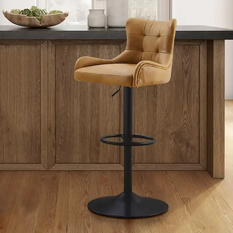 Art Leon Genuine Leather Bar Stool with Adjustable Height