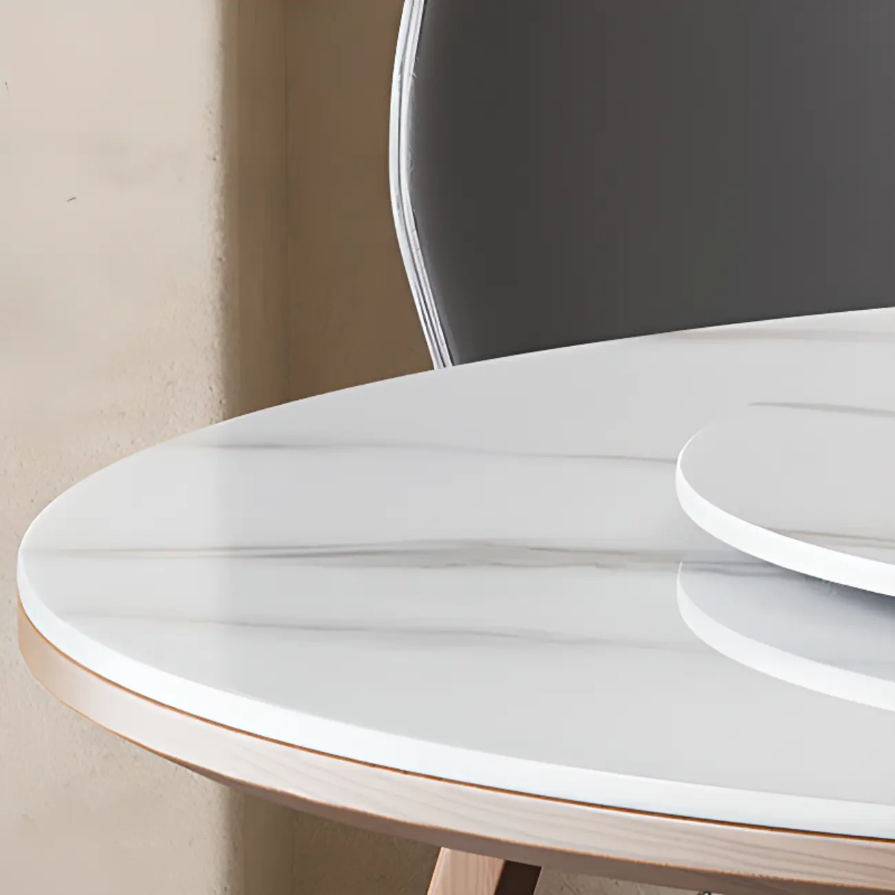 Modern white wood rotating round dining table