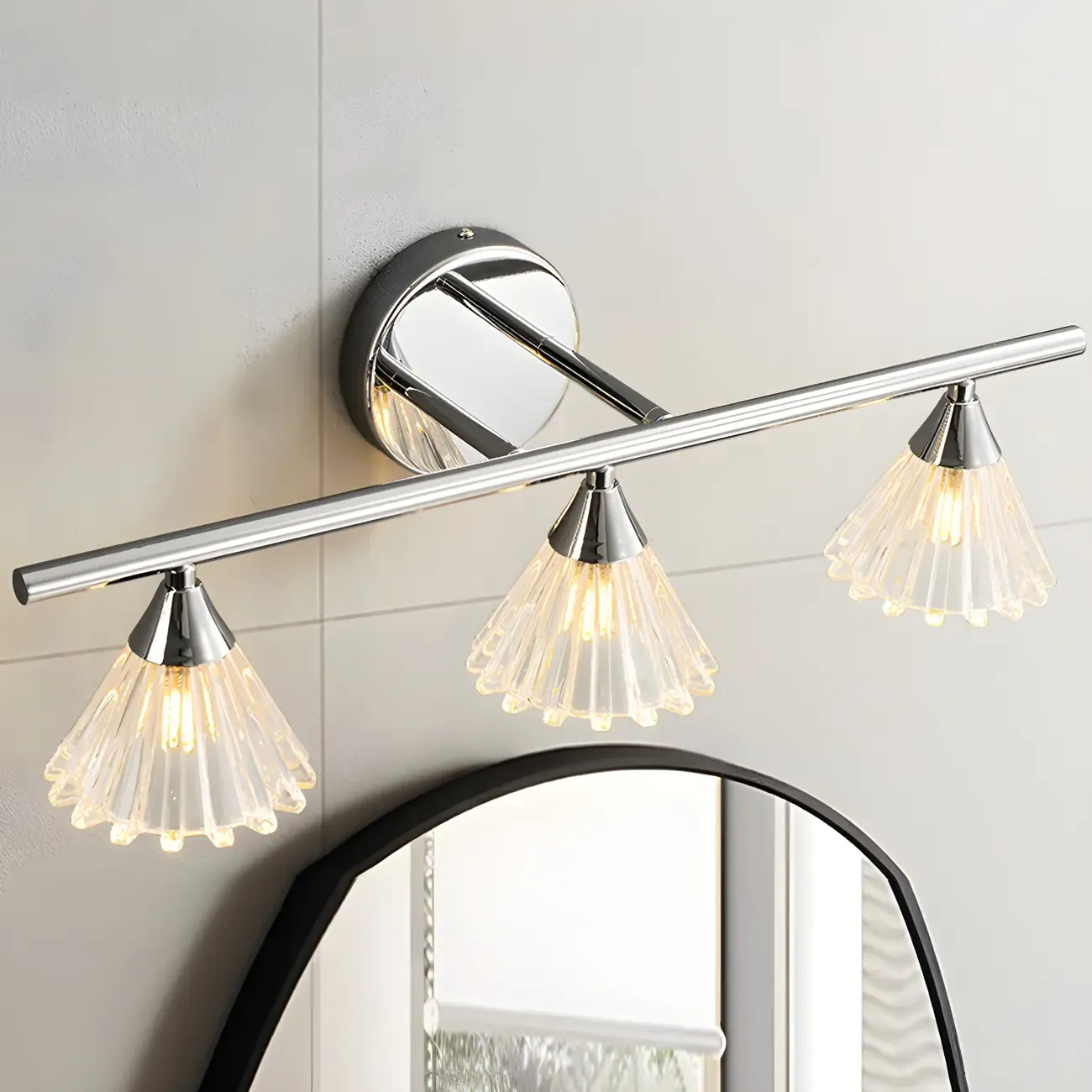 Modern Bell Glass Silver Bathroom Vanity Light