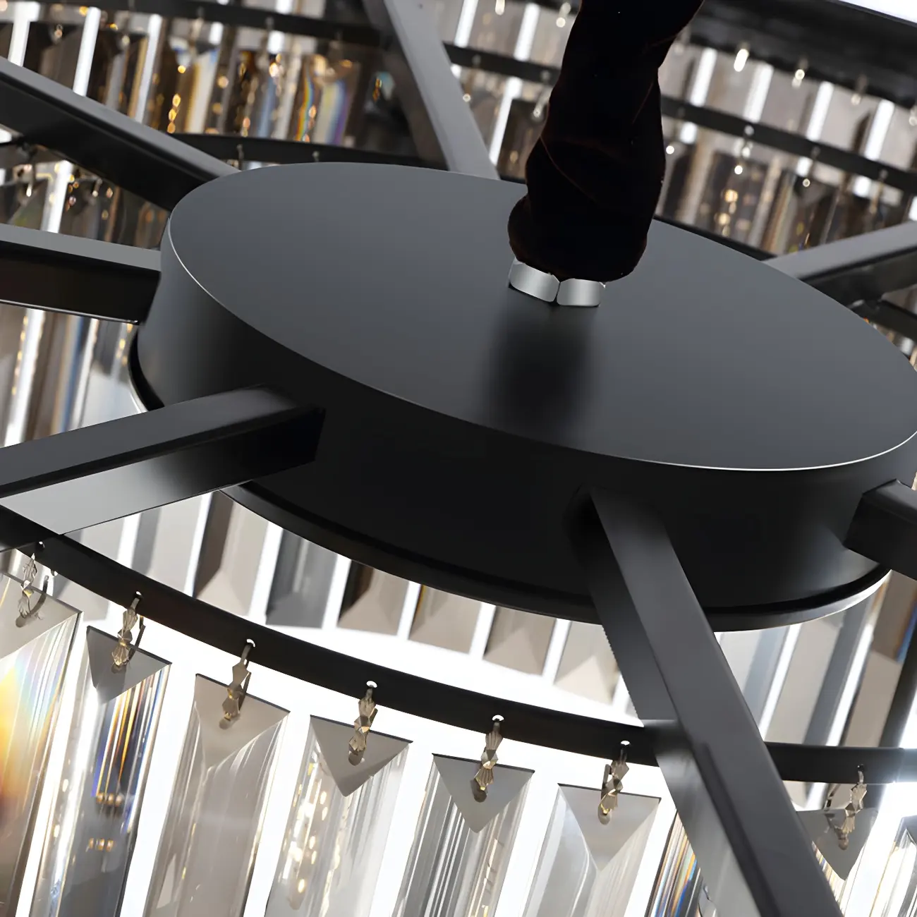 Modern Cylinder Crystal Chandelier Height Adjustable