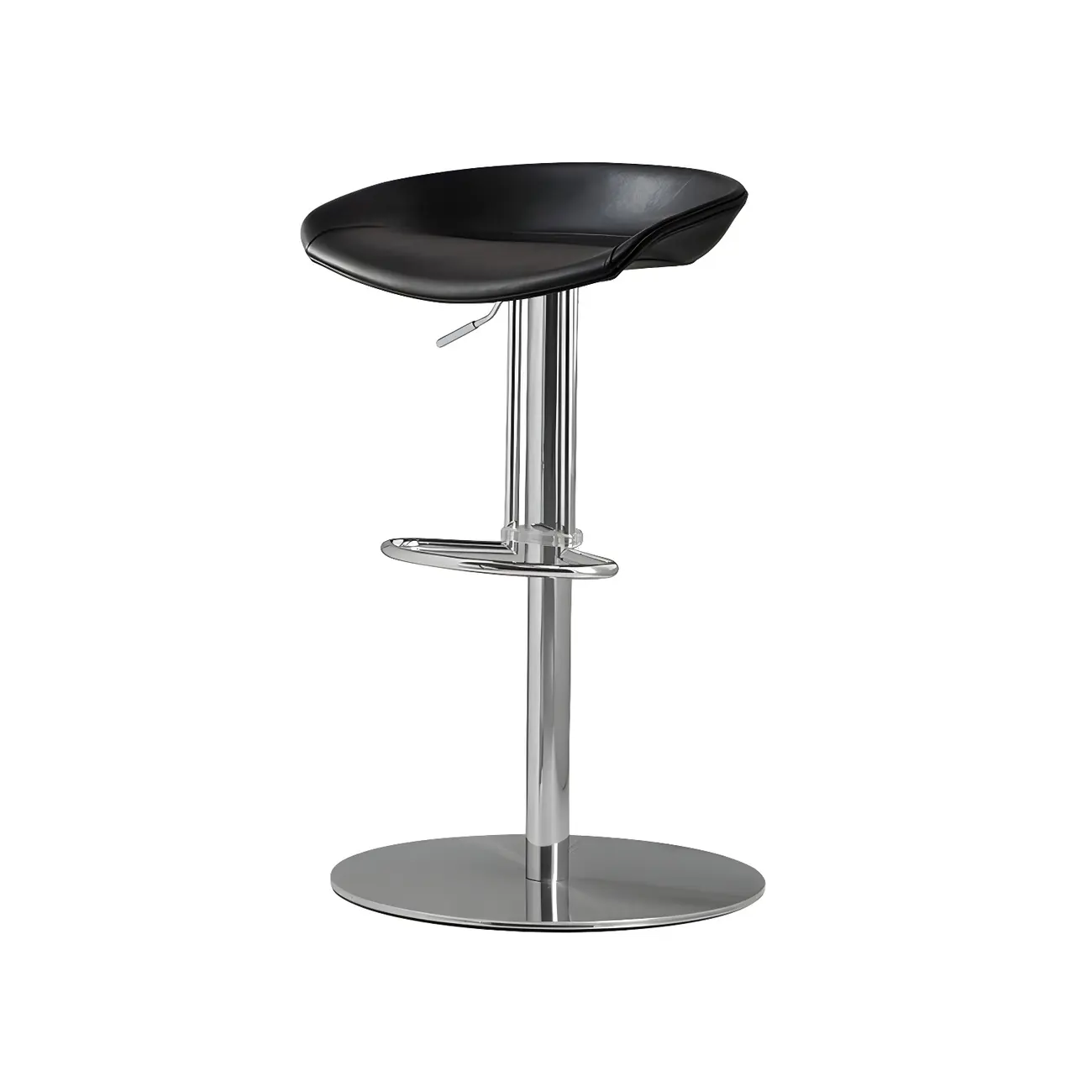 Adjustable Black Leather Saddle Swivel Bar Stools