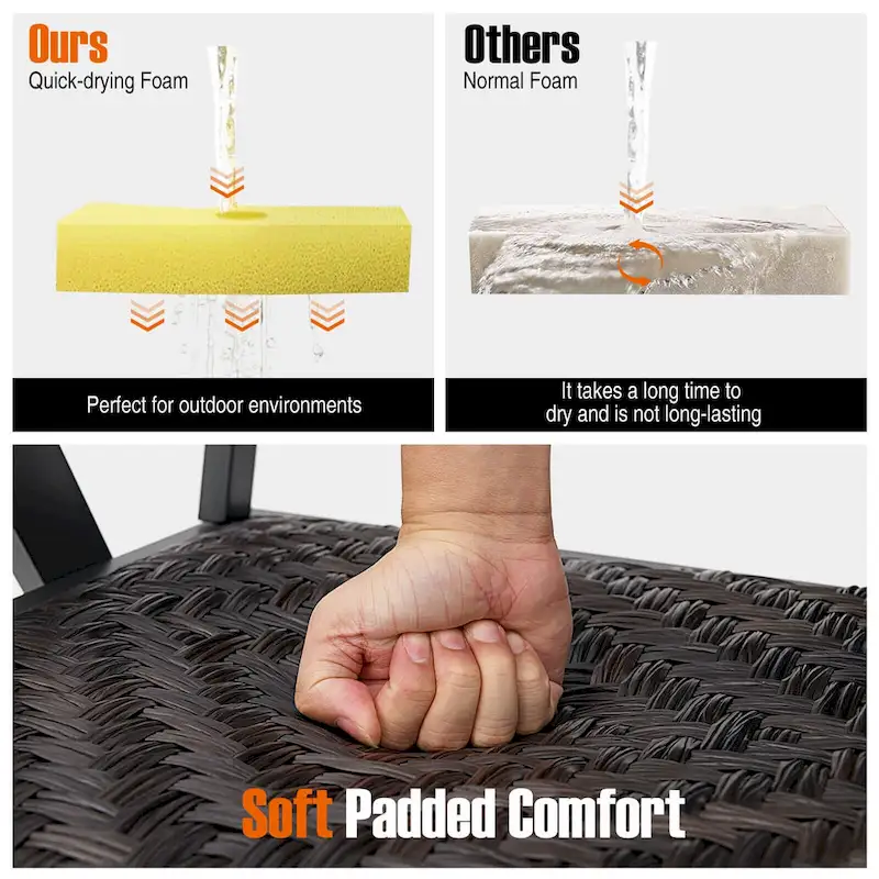 Costway 3 PCS Patio Wicker Chair Set, Rattan Furniture Set with Quick - See Details