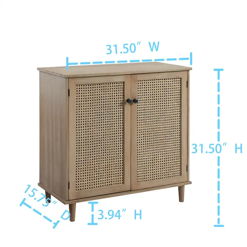 Art Leon Woven Rattan Wicker Accent Cabinet
