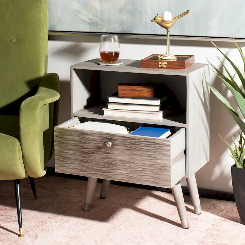 SAFAVIEH Brandy Single Drawer Textured Nightstand