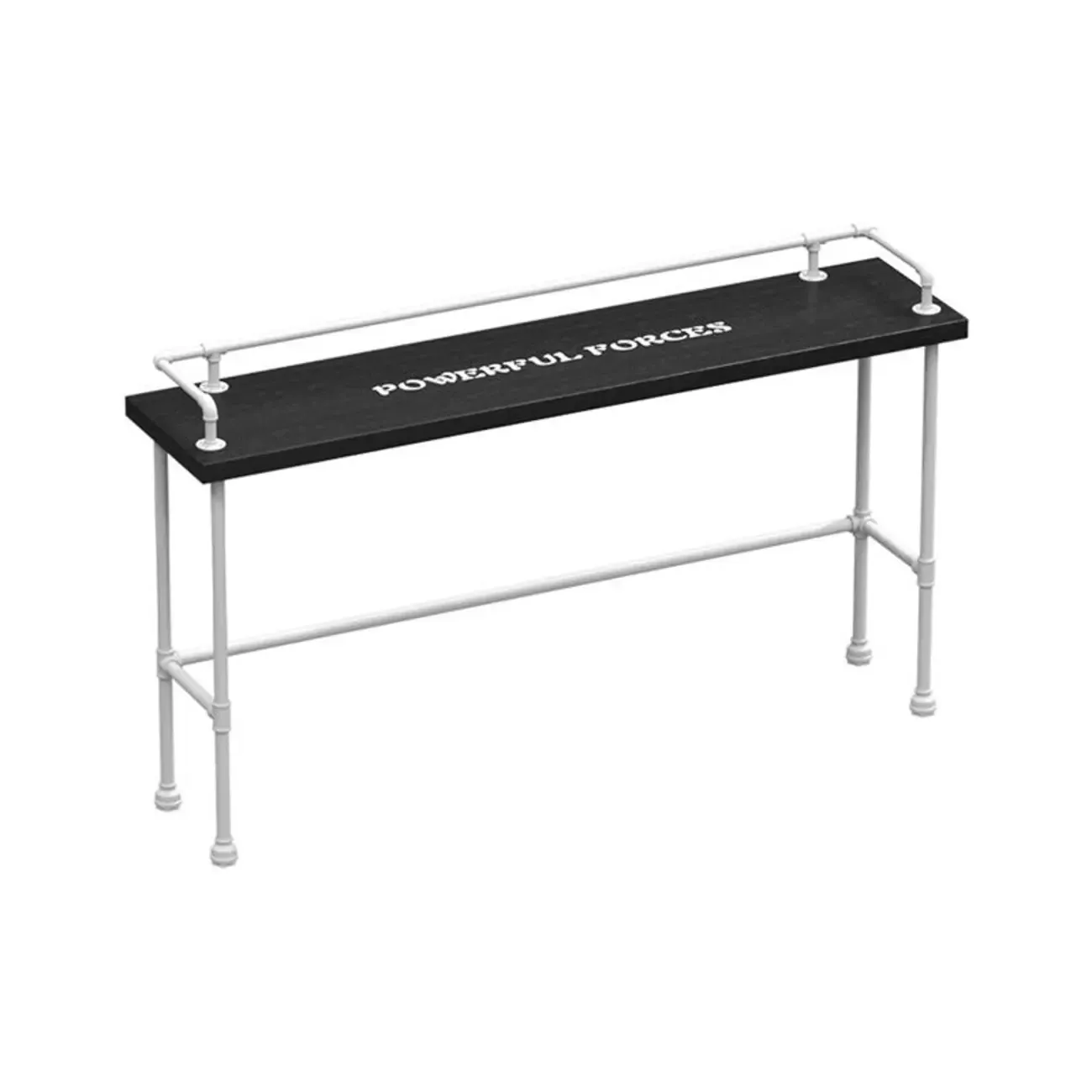Rectangular Black Wood White Metal Four-Legged Bar Table Seat of 4