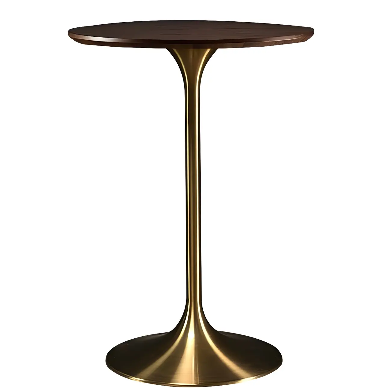 Round Glam Brown Gold Metal Tulip Base Bar Tables