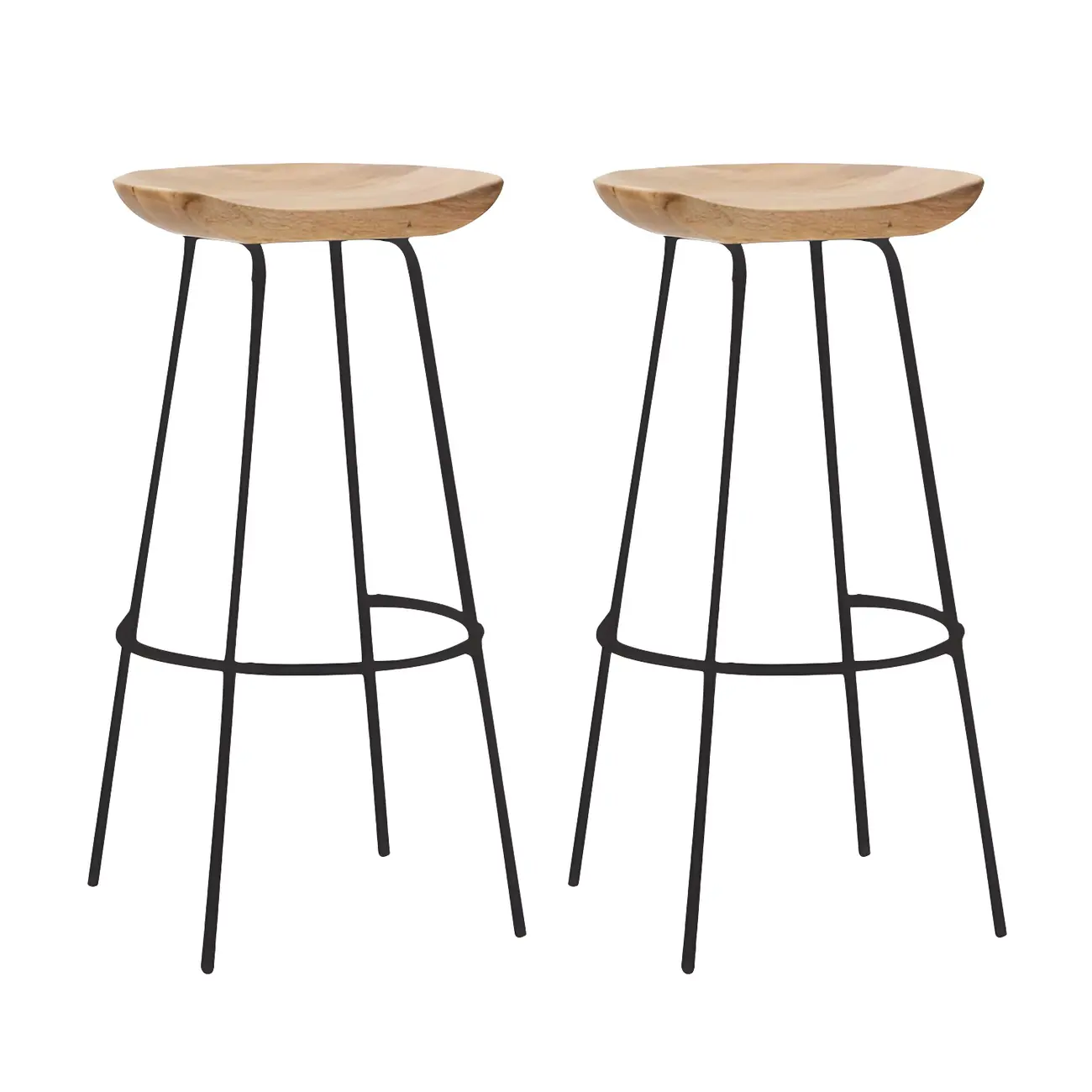 Modern Solid Wood Counter Height Bar Stools