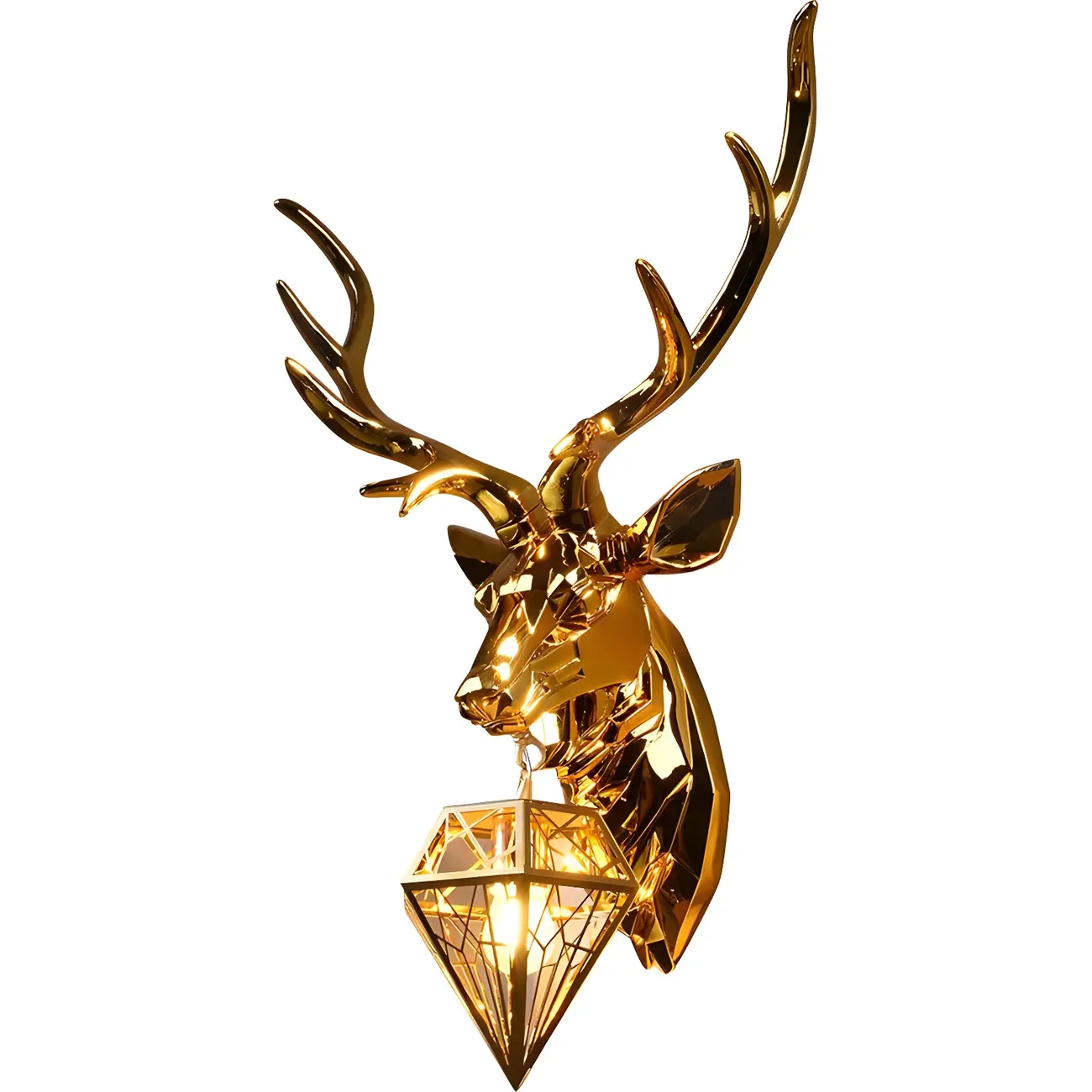 Modern Metal Glossy Deer Head Design Wall Sconce