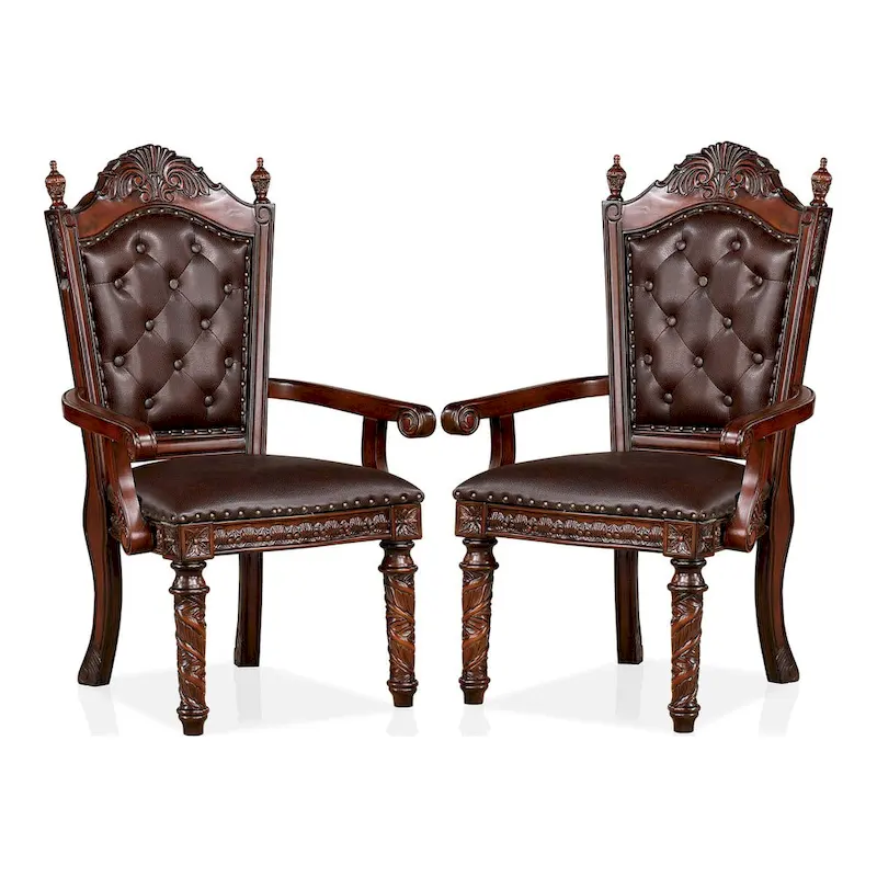 Abeena Traditional Cherry Solid Wood Arm Chairs (Set of 2) by Furniture of America