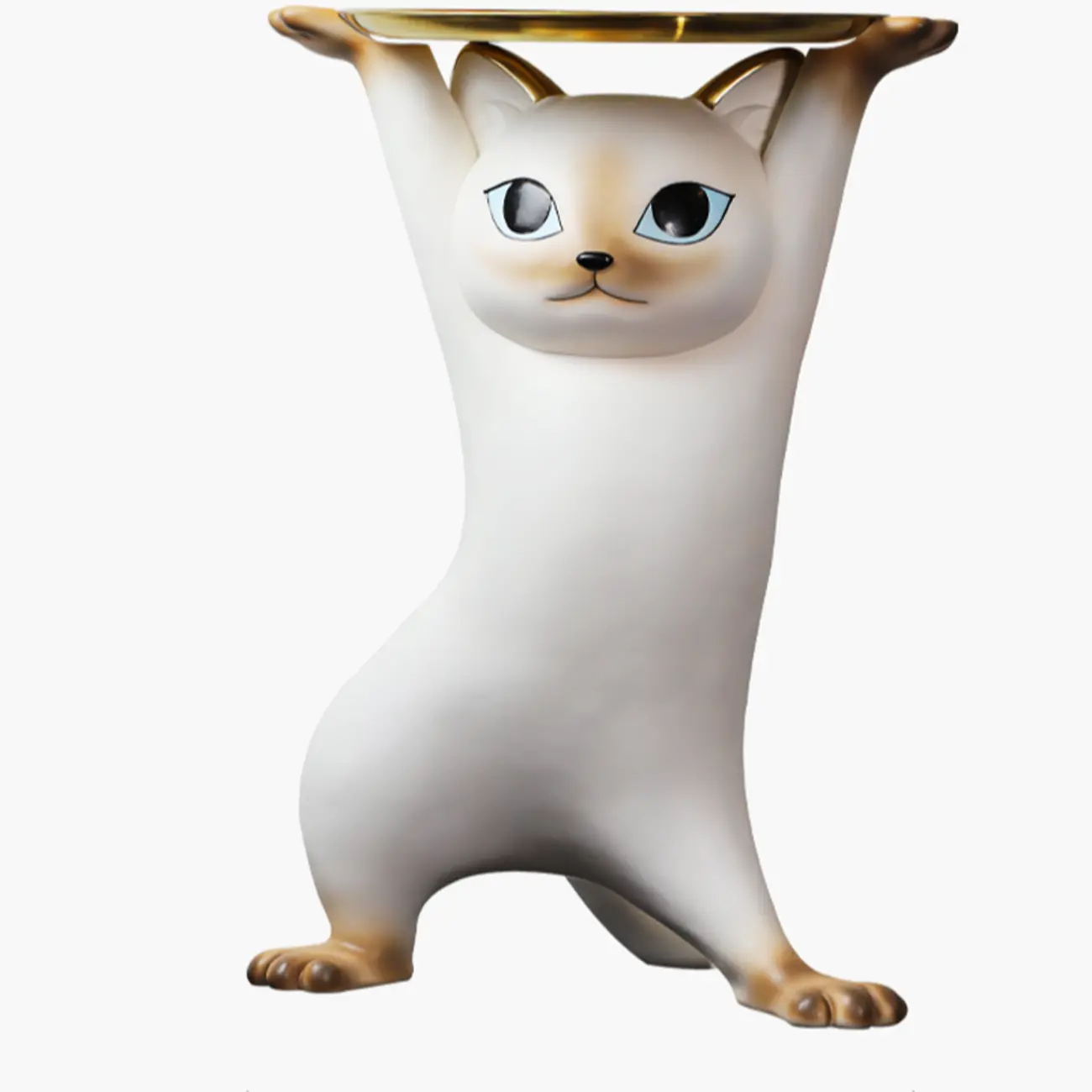 Modern Cute Cat-Shaped Golden Round Top Side Table