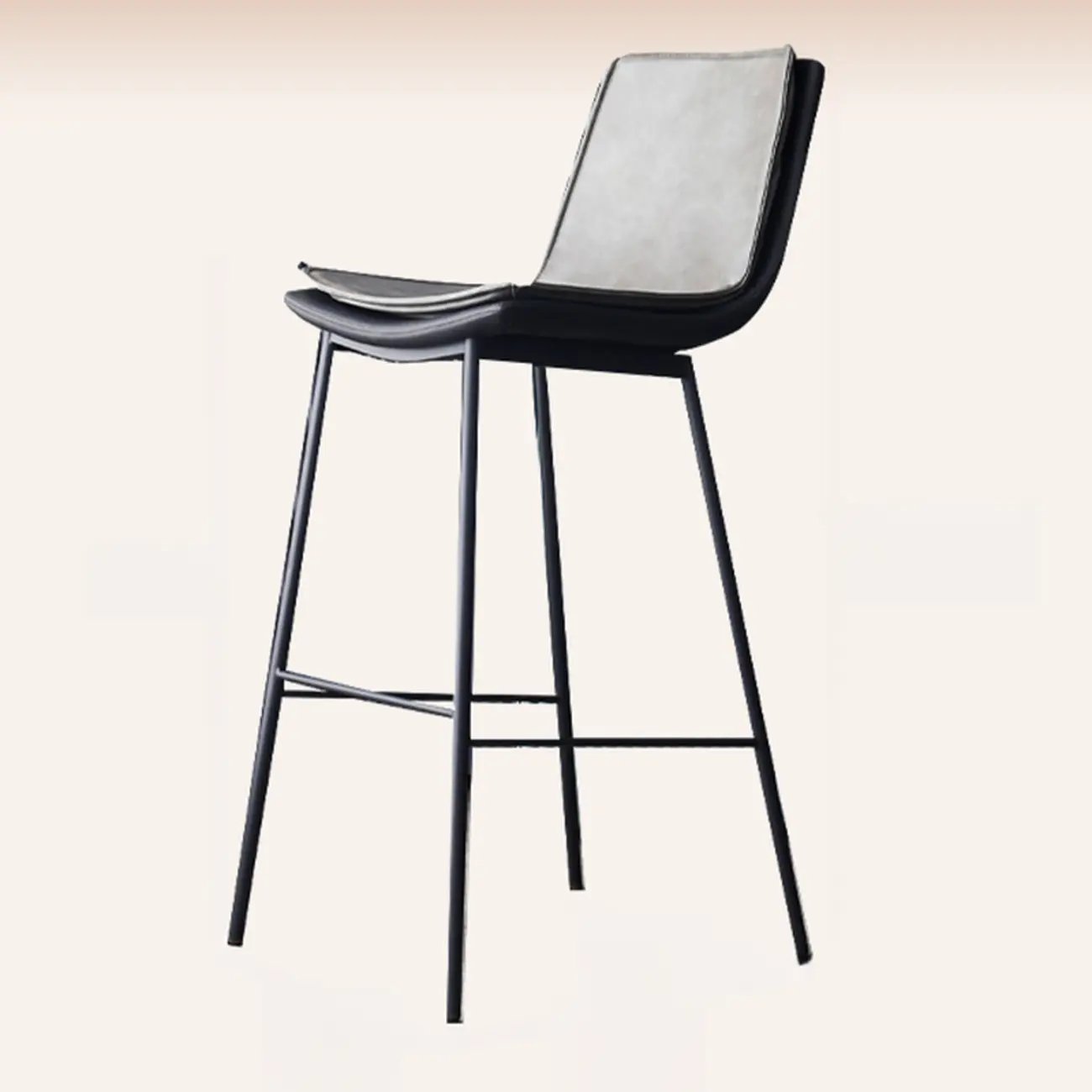 Modern Leather Counter Height Bar Stool with Back