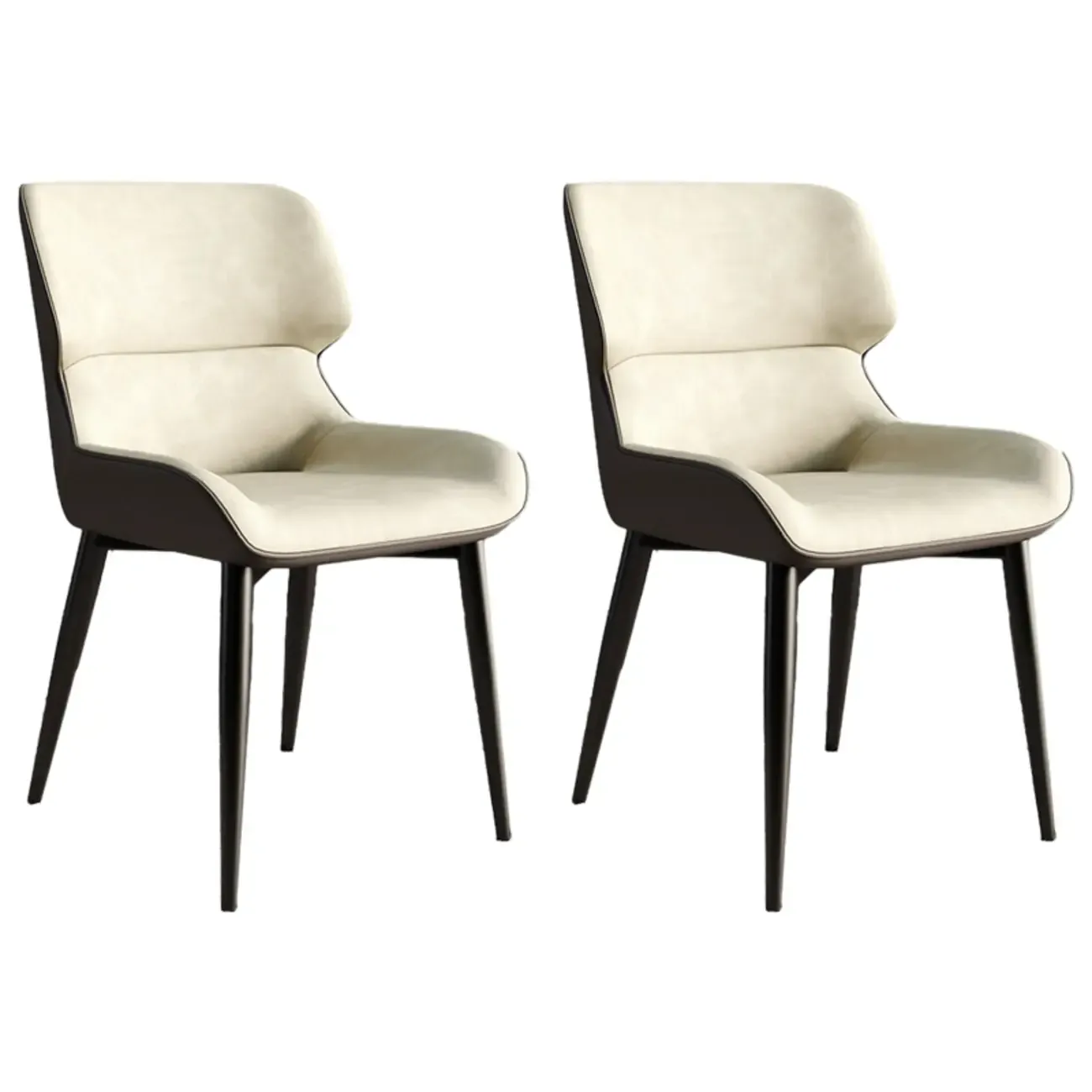 Leather Low Solid Back Armless Dining Side Chair