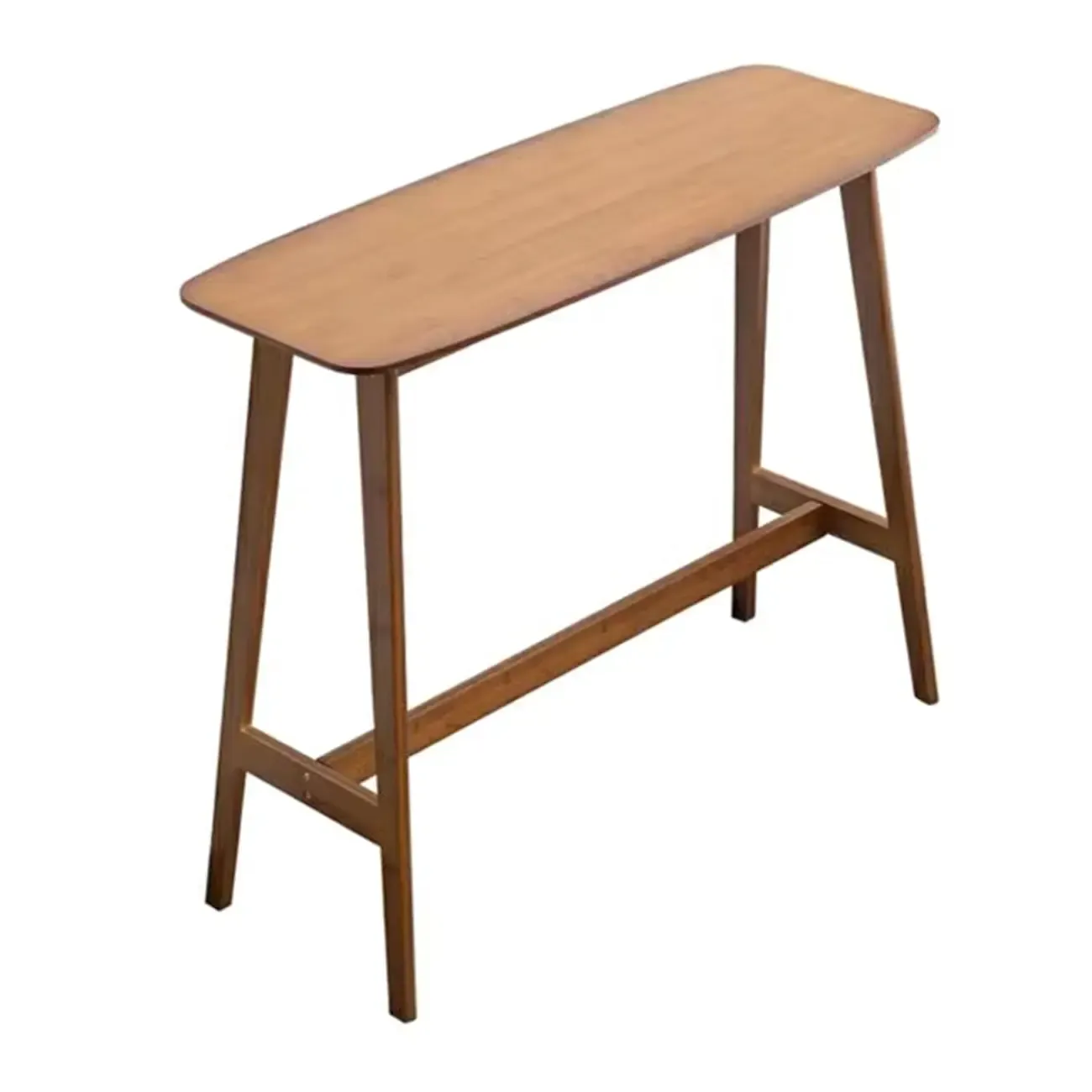 Simple Brown Bamboo 4-Leg Trestle Bar Tables