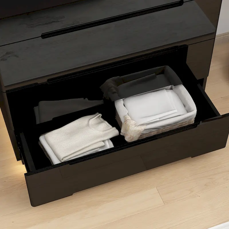 31.5 High Gloss Chest With Light Chest w/5 Drawers&Spacious Tabletop