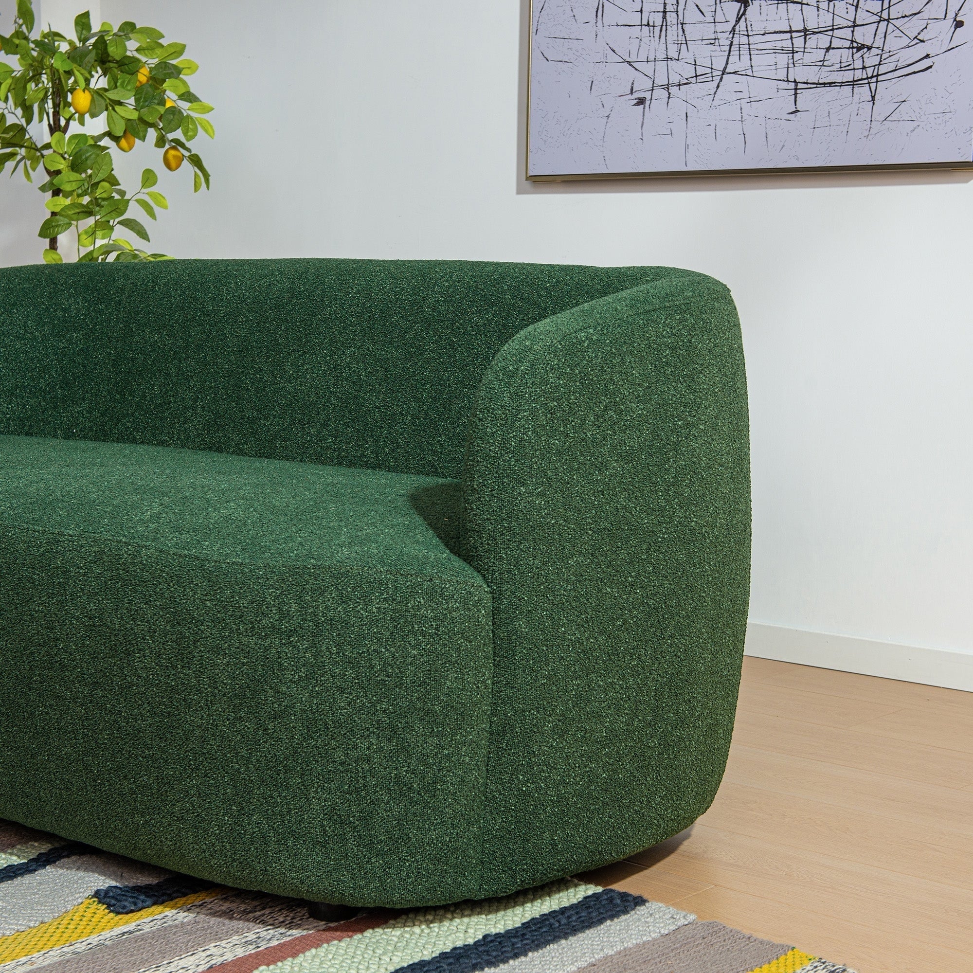 KINWELL Boucle Upholstered 2-Seats Loveseat with Pillows