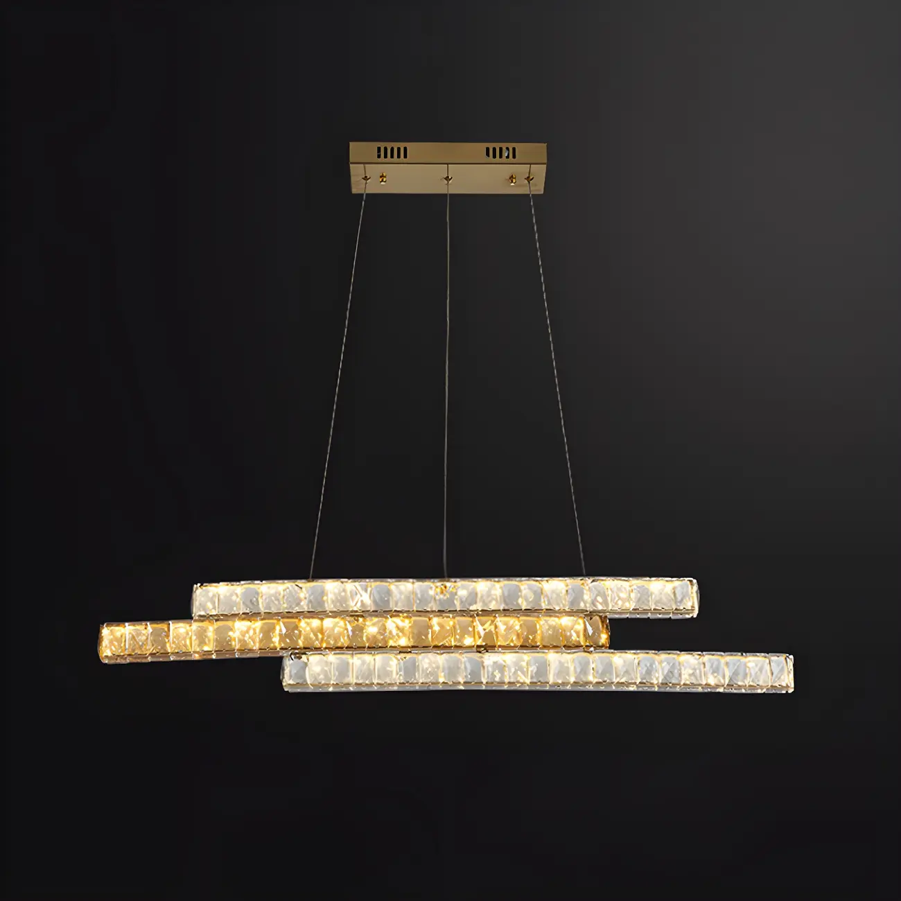 Modish 3-Tier Crystal LED Linear Pendant Light