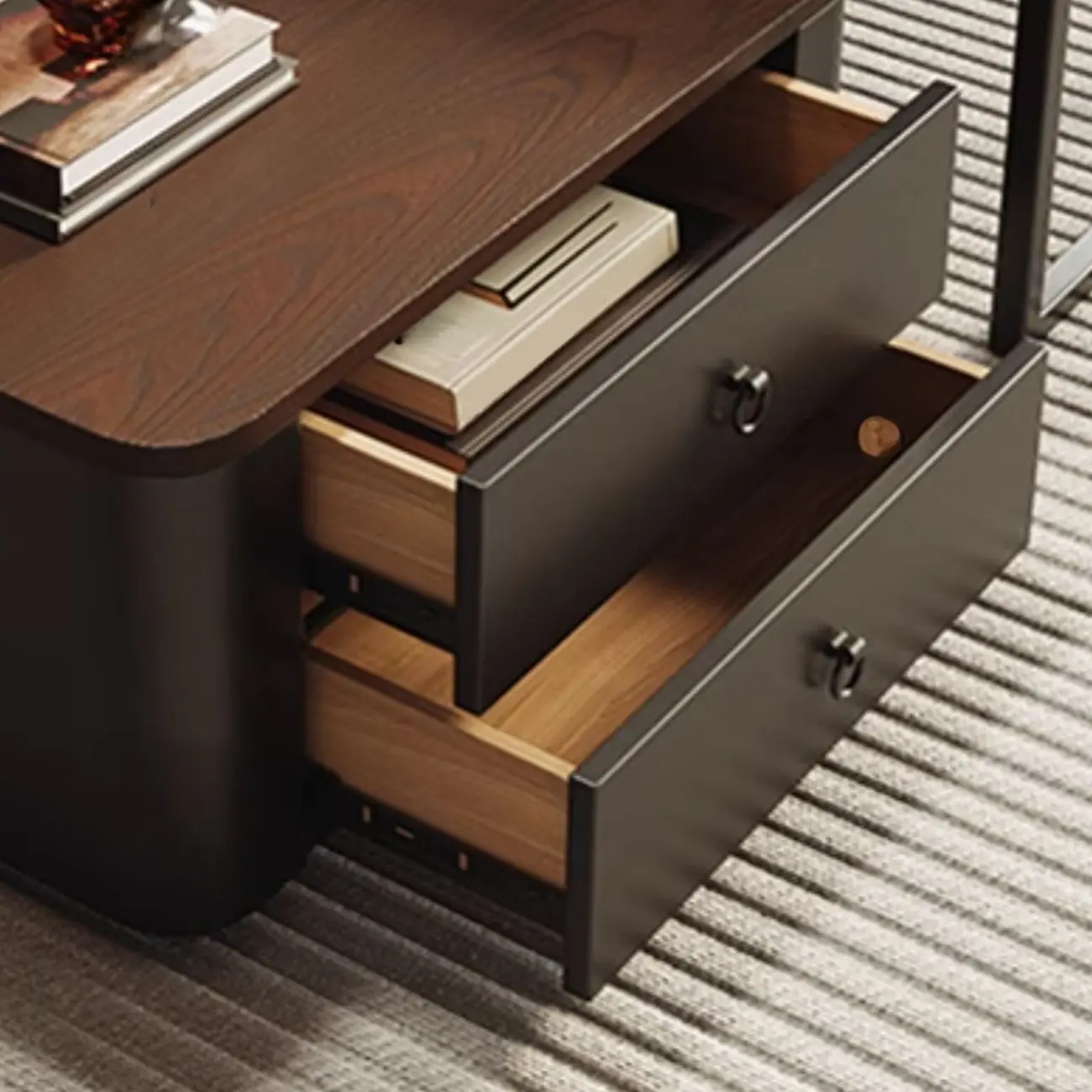 Modern Square Wood Stone Nesting Coffee Table