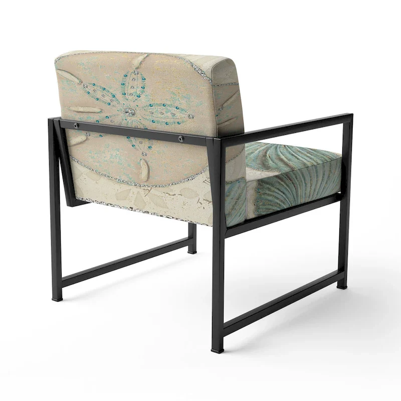 Designart Seastar And Blue Sea Shell II Upholstered Nautical & Coastal Accent Chair - Arm Chair