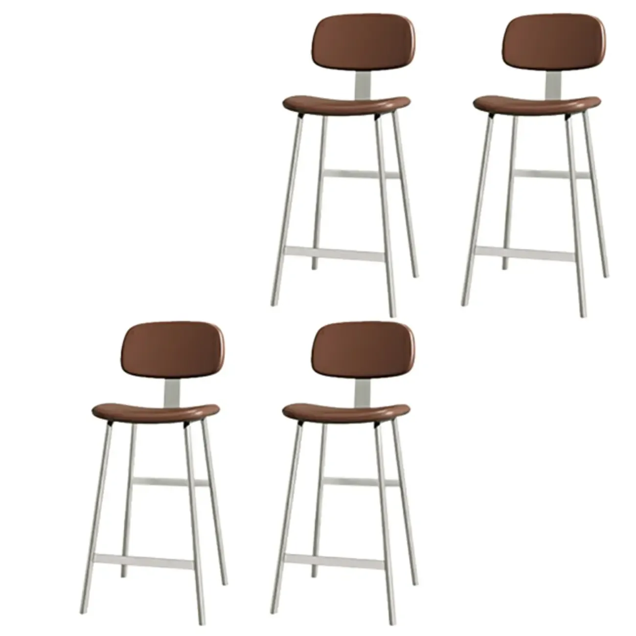 Industrial Faux Leather Metal Frame Bar Stools with Backs