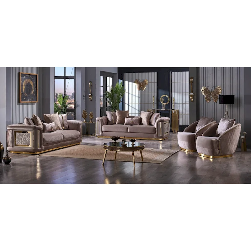 Elise 3-piece Living room Set Pillow Back