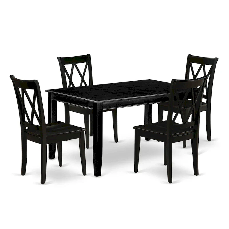 East West Furniture Dining Room Table Set Consist of a Rectangle Kitchen Table and Dining Chairs, Black (Pieces Option)