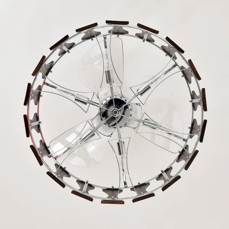 Avani 24-inch Silver and Faux Wood Grain 6 Lights 3 Blades Lighted Ceiling Fan with Remote