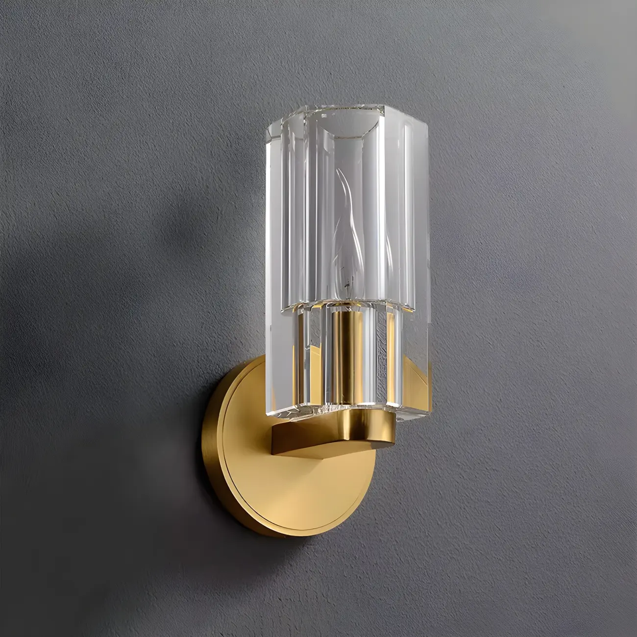 Mini Modern Elegant Gold Up Crystal Cylinder Vanity Light