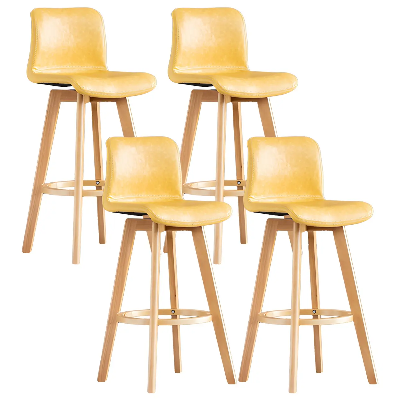 Mid-Century Distressed Leather Swivel Bar Stool with Back