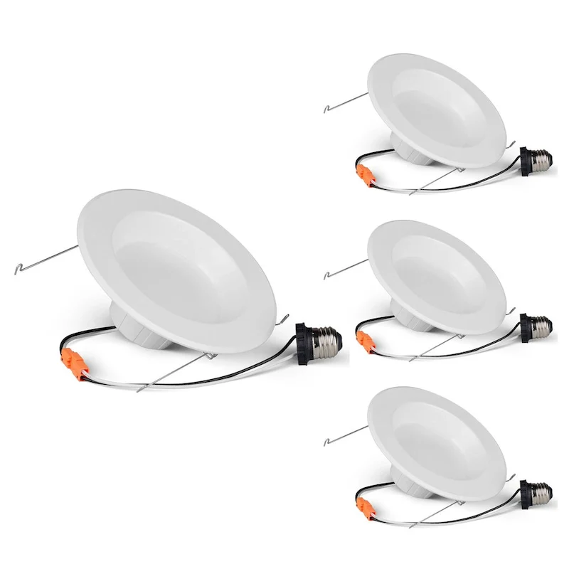 Bulbrite Pack of (4) 14 Watt Adjustable 5/6  Integrated LED Recessed Downlight with E26 Quick Connect Adapter, 5CCT