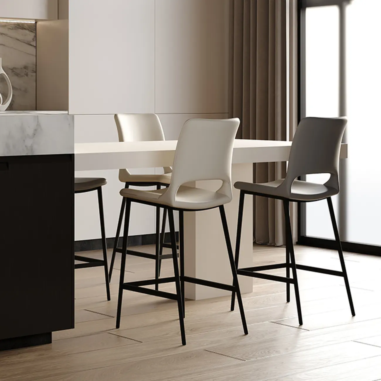 Saddle Faux Leather Counter Bar Stool High Back