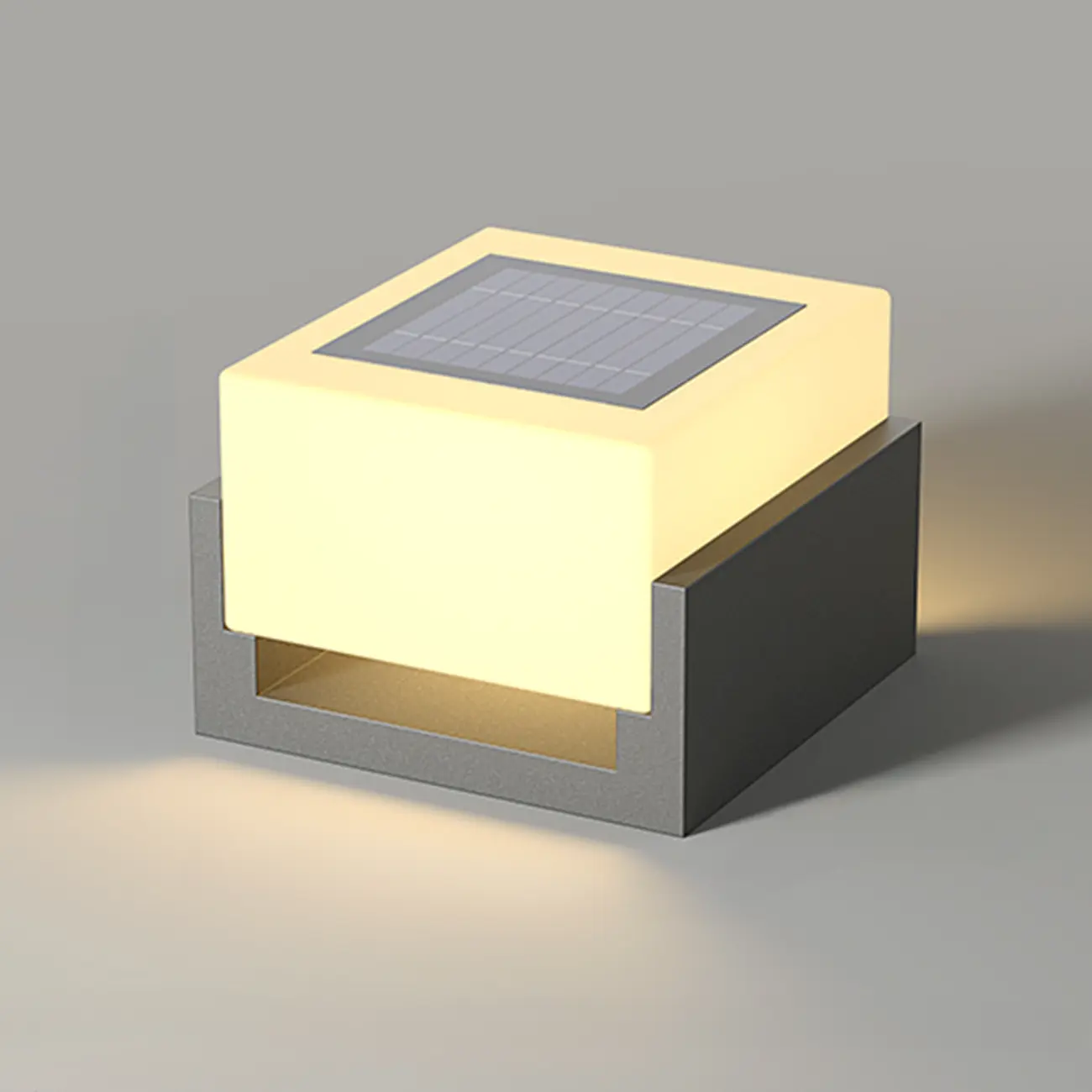Warm Light Grey Square Solar Outdoor Post Lights
