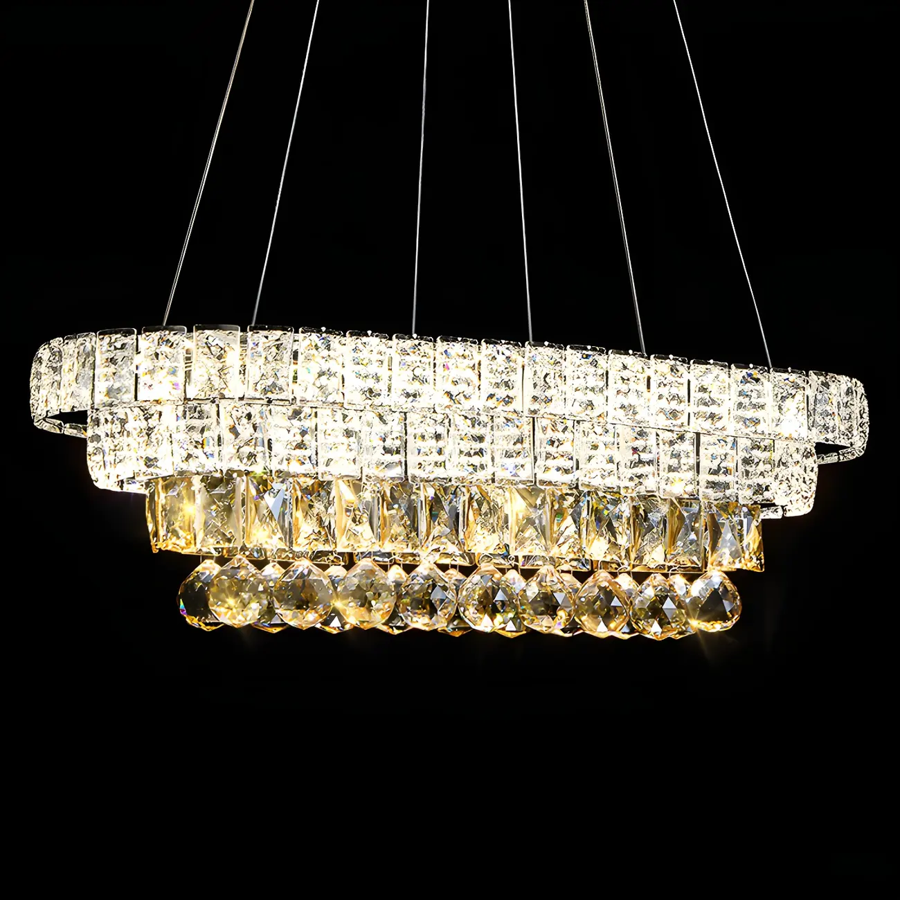 Elegant Gold/Silver Crystal Kitchen Island Pendant Light