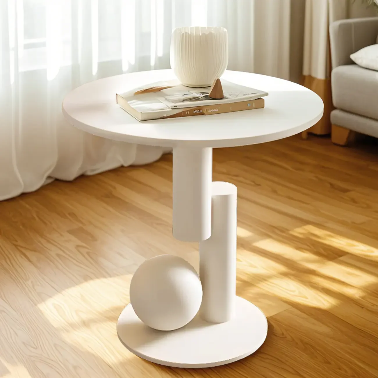 Modern White Stone Top Coffee Table with Scratch Resistant