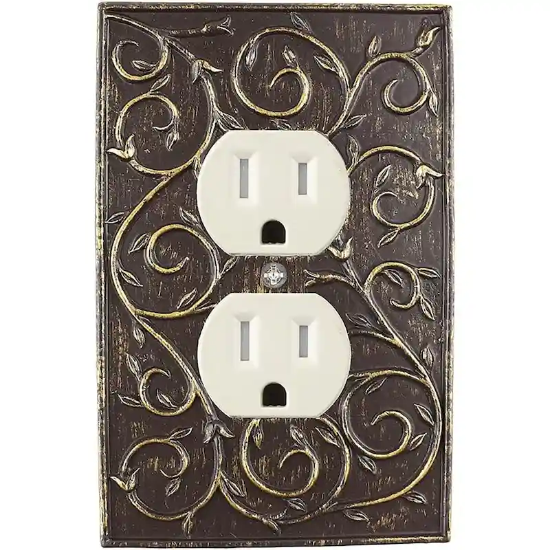 Meriville French Scroll Electrical Outlet Wall Plate Cover, Hand Painted