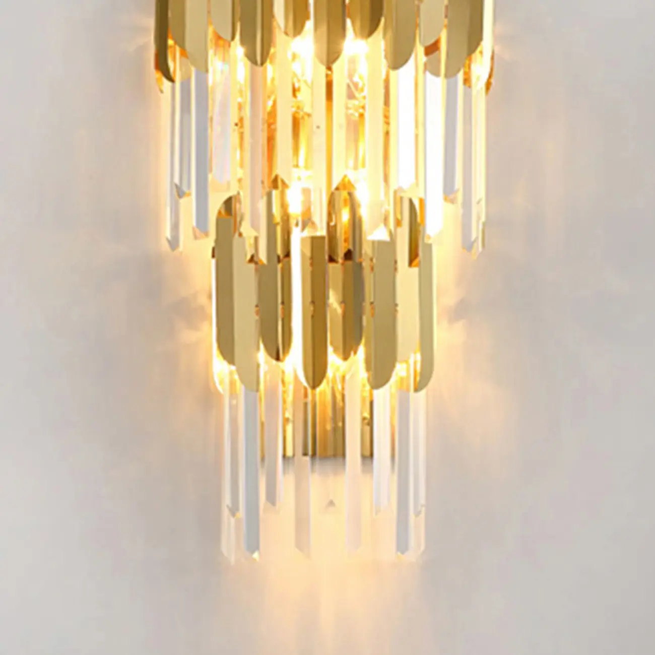 Modern Crystal Gold Metal Tassel Tiered Shining Wall Sconce