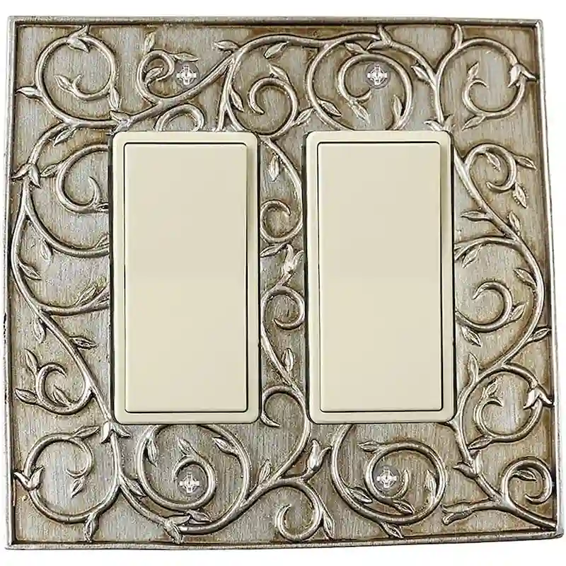 Meriville French Scroll 2 Rocker Wallplate, Double Switch Electrical Cover Plate
