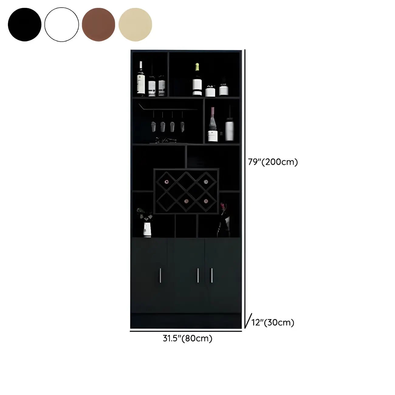 Black Modern Large Wooden Open Stackable Wine Cabinet