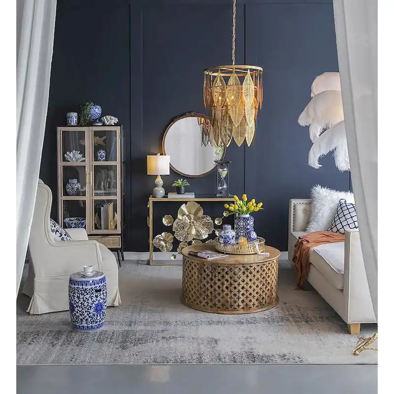 A&B Home Ren Blue and White Oval Jar with Lid