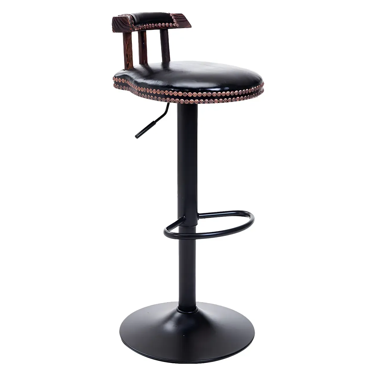 Industrial Round Leather Adjustable Bar Stools