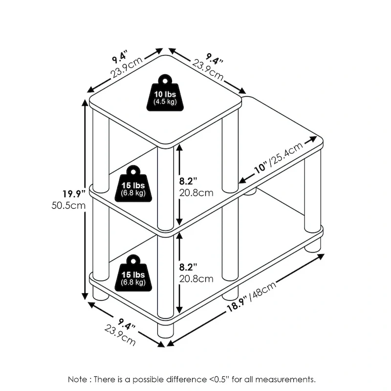 Furinno Turn-N-Tube No Tools 2-Tier Elevated TV Stands