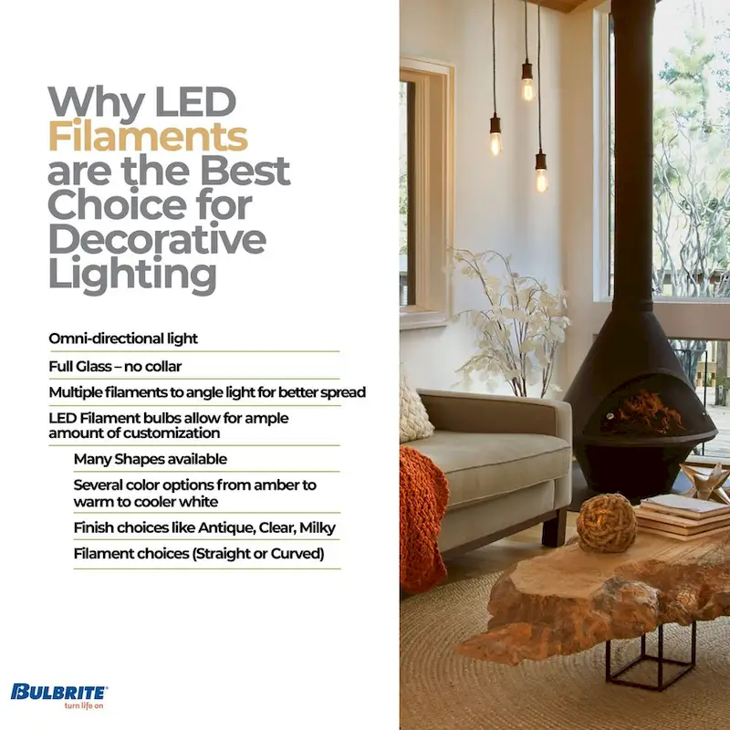 Bulbrite Pack of (8) 7 Watt Dimmable Clear Filament A19 Medium (E26) LED Bulb