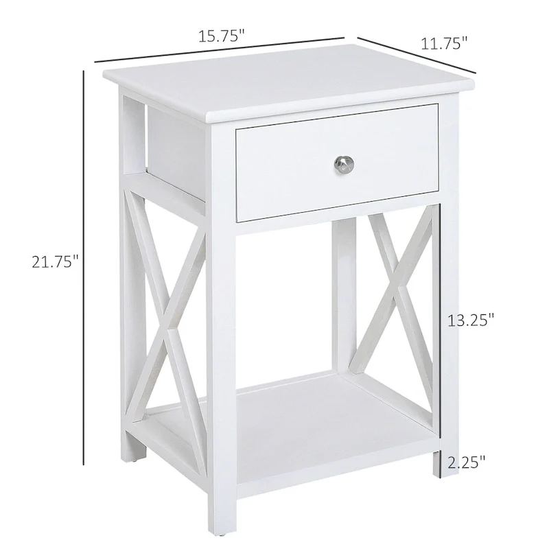 HomCom Wood X-side End Table - 15.5L X 12W X 22H