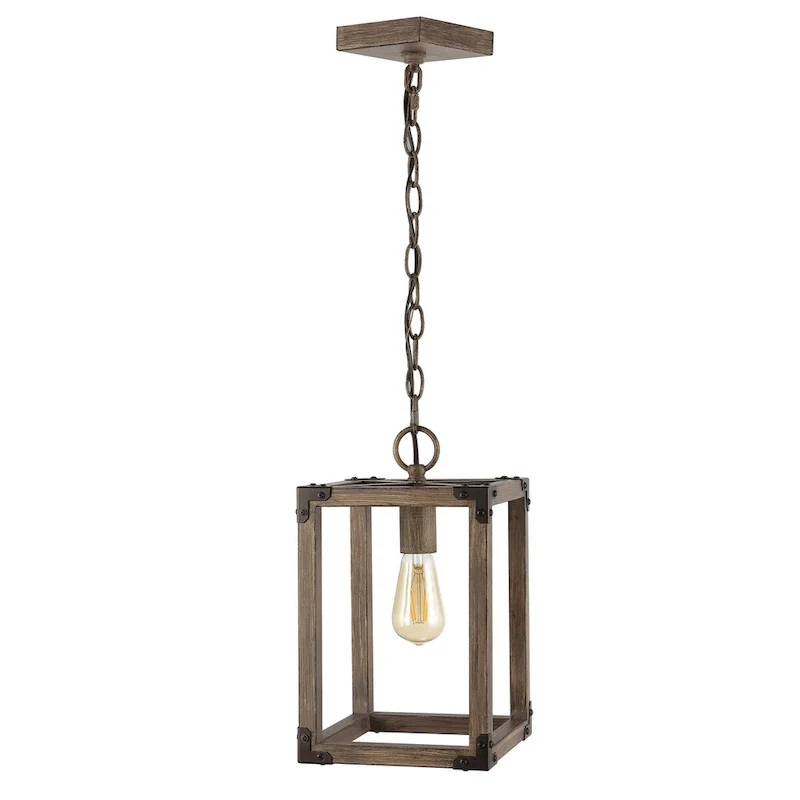 Turing 8.13  Adjustable Iron Rustic Farmhouse LED Pendant, Brown by JONATHAN Y