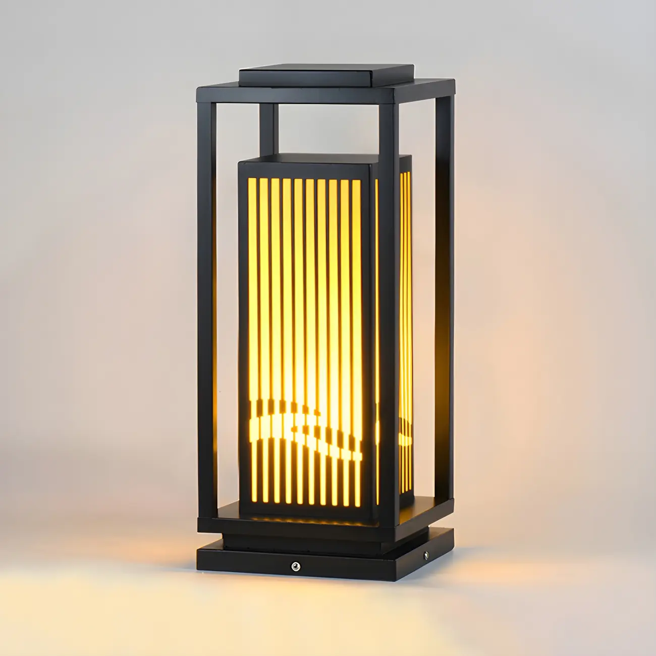 Elegant Vertical Open Rectangle Shade Post Cap Light