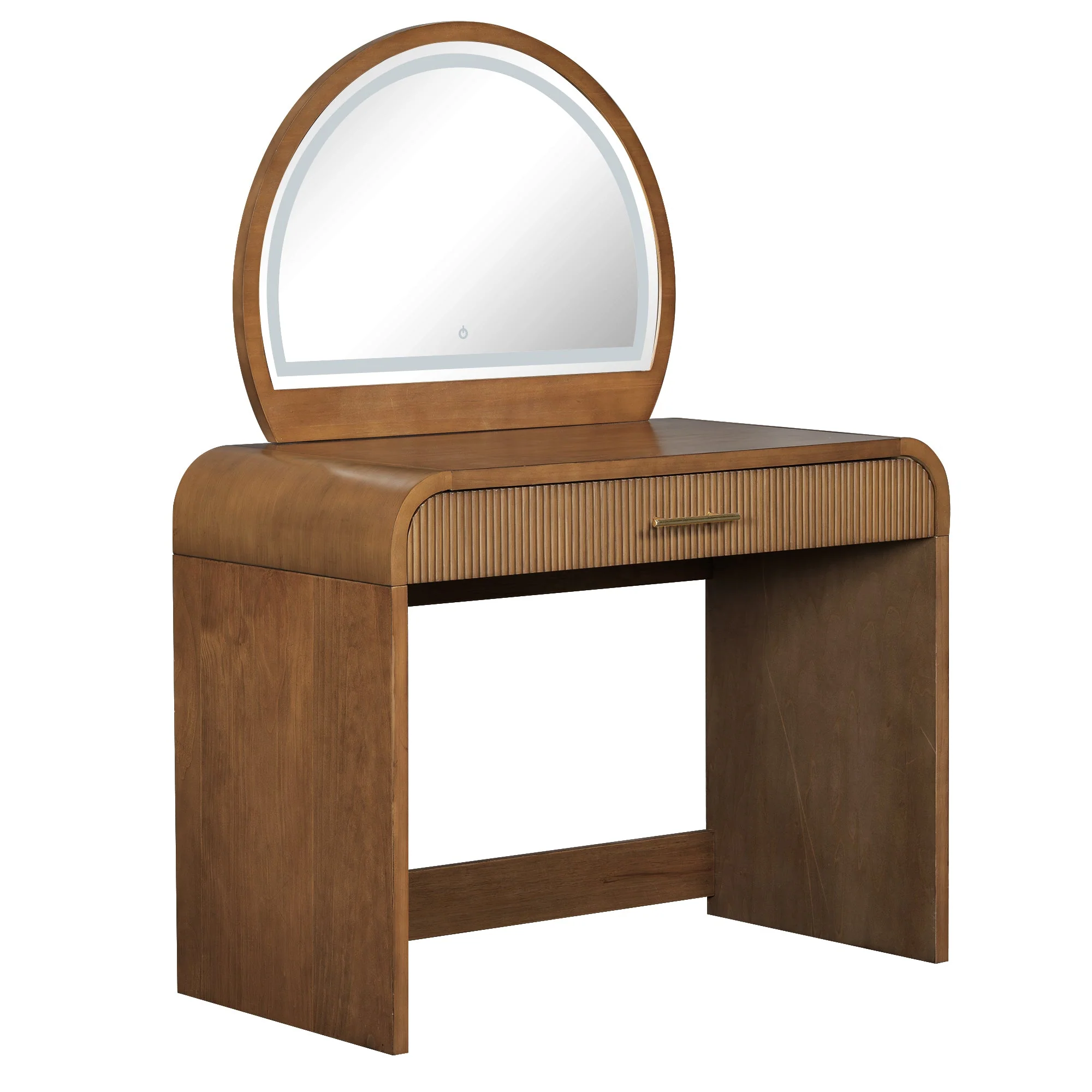 Walker Edison | Modern Reeded Curve Design Makeup Vanity Table