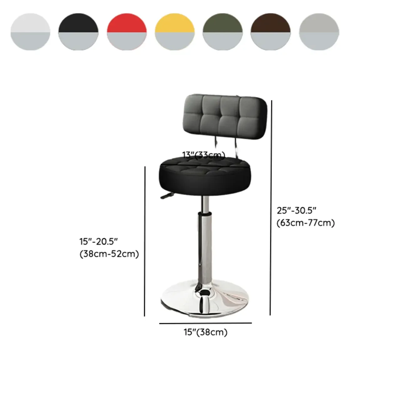 Leather Upholstered Adjustable Swivel Bar Stools