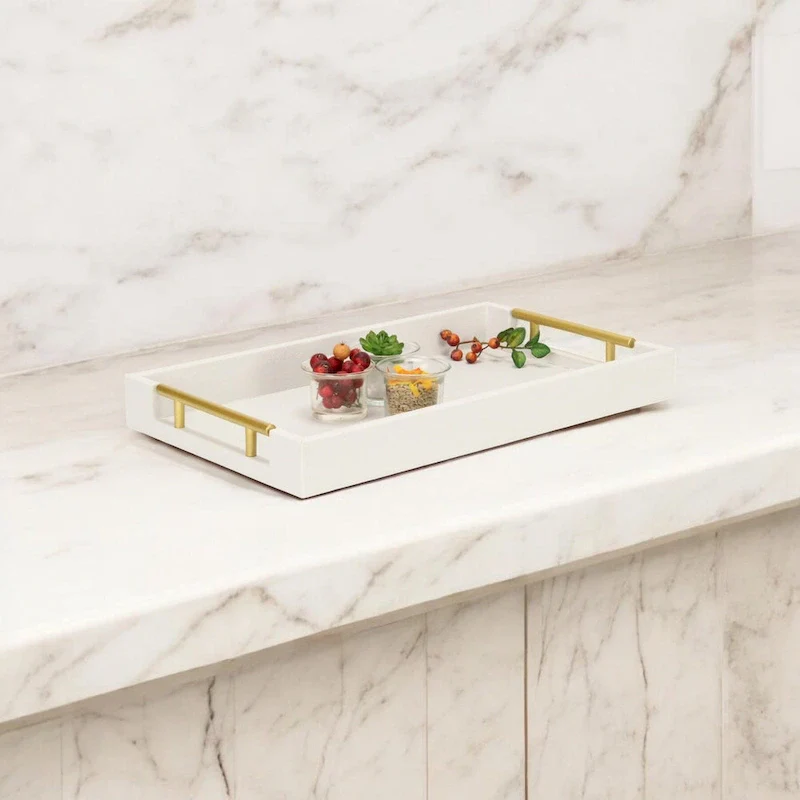 Lusan Faux Shagreen Tray with Handles