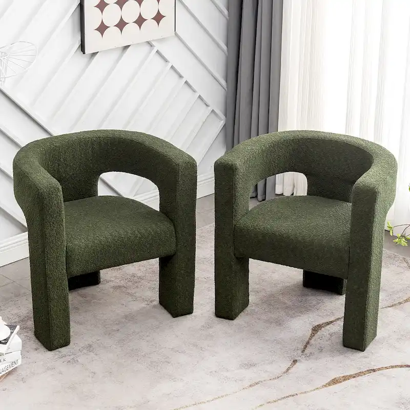 KINWELL 28   Wide Boucle Upholstered Square Armchair (Set of 2)